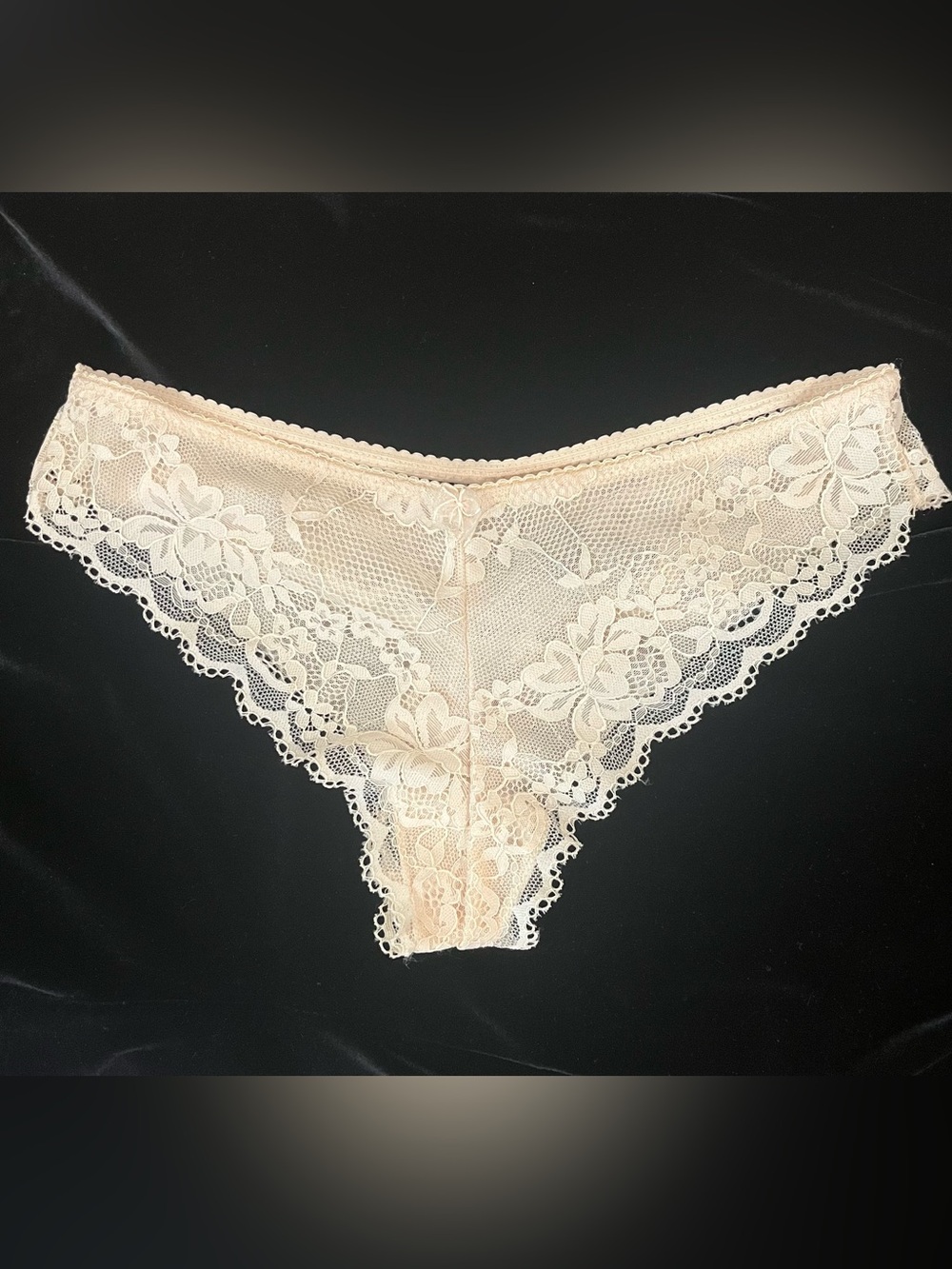 Lace Mesh Thong Panties Underwear Beige Size Medium NWOT SALE